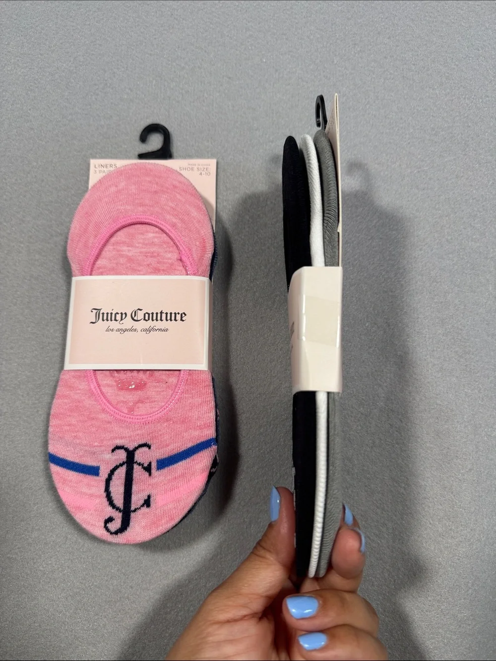 Juicy Couture No-Show Liner Socks in Pink & Black (2-Pack)